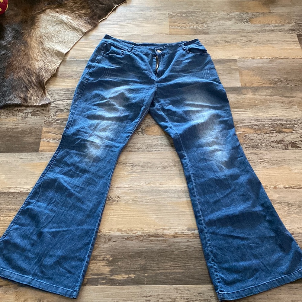 Worn blue jeans